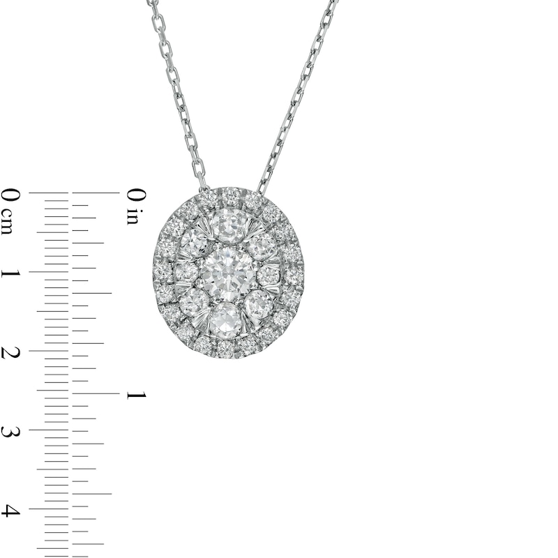 Main Image 3 of 0.50 CT. T.W. Composite Oval Diamond Frame Pendant in 10K White Gold