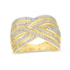 Thumbnail Image 0 of 0.45 CT. T.W. Diamond Chevron Pattern Multi-Row Crossover Ring in 10K Gold