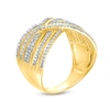 Thumbnail Image 2 of 0.45 CT. T.W. Diamond Chevron Pattern Multi-Row Crossover Ring in 10K Gold
