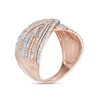 Thumbnail Image 2 of 0.45 CT. T.W. Diamond Chevron Pattern Multi-Row Crossover Ring in 10K Rose Gold