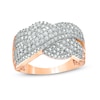 Thumbnail Image 0 of 0.95 CT. T.W. Diamond Twist Shank Crossover Ring in 10K Rose Gold