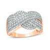 Thumbnail Image 0 of 0.95 CT. T.W. Diamond Twist Shank Crossover Ring in 10K Rose Gold