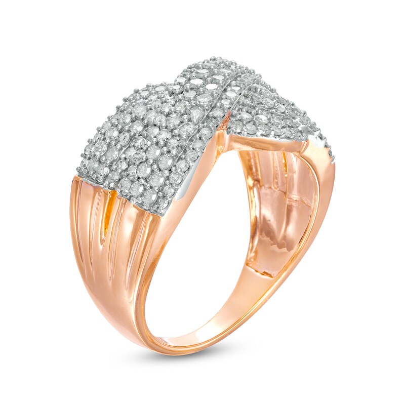 0.95 CT. T.W. Diamond Twist Shank Crossover Ring in 10K Rose Gold