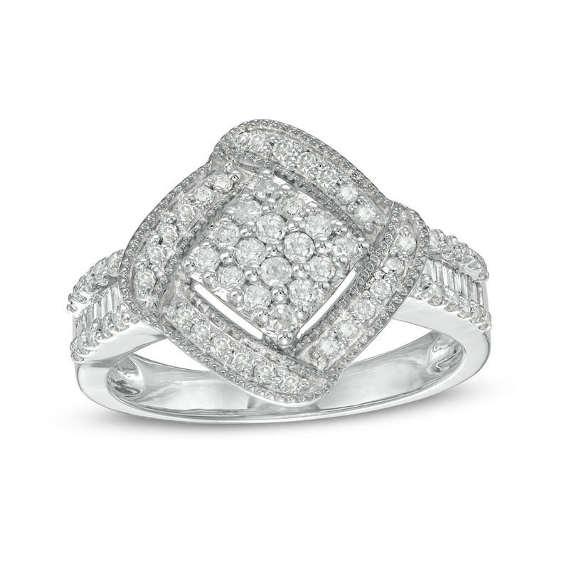 0.45 CT. T.W. Composite Diamond Cushion-Shaped Frame Ring in 10K Gold|Peoples Jewellers