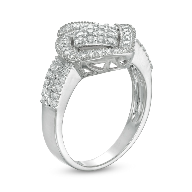 0.45 CT. T.W. Composite Diamond Cushion-Shaped Frame Ring in 10K White Gold