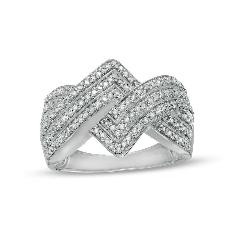0.45 CT. T.W. Diamond Zig-Zag Crossover Ring in 10K White Gold
