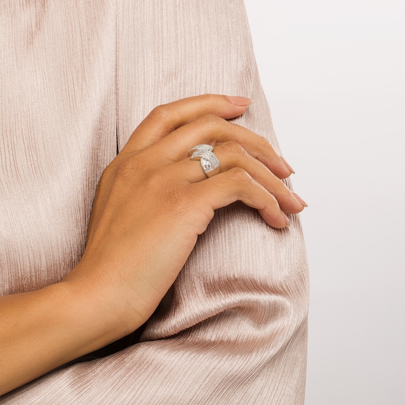 0.45 CT. T.W. Diamond Zig-Zag Crossover Ring in 10K White Gold