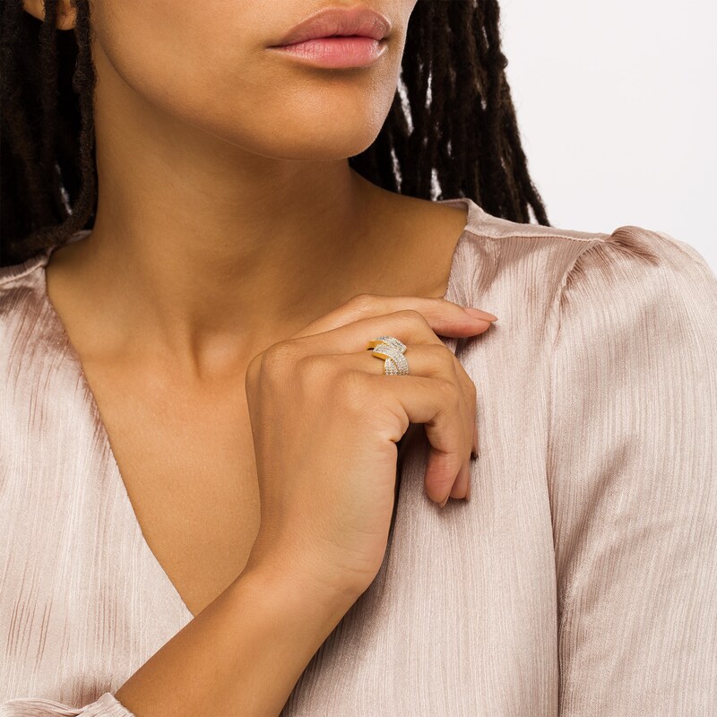 0.45 CT. T.W. Diamond Zig-Zag Crossover Ring in 10K Gold