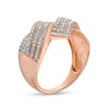 Thumbnail Image 2 of 0.45 CT. T.W. Diamond Zig-Zag Crossover Ring in 10K Rose Gold