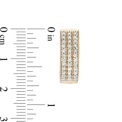 0.95 CT. T.W. Diamond Triple Row Hoop Earrings in 10K Gold