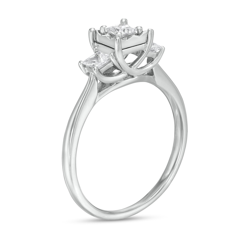0.50 CT. T.W. Princess-Cut Diamond Past Present Future® Engagement Ring in 10K White Gold