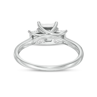 0.50 CT. T.W. Princess-Cut Diamond Past Present Future® Engagement Ring in 10K White Gold