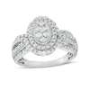 Thumbnail Image 0 of 0.50 CT. T.W. Composite Oval Diamond Double Frame Vintage-Style Engagement Ring in 10K White Gold