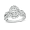 Thumbnail Image 1 of 0.50 CT. T.W. Composite Oval Diamond Double Frame Vintage-Style Engagement Ring in 10K White Gold