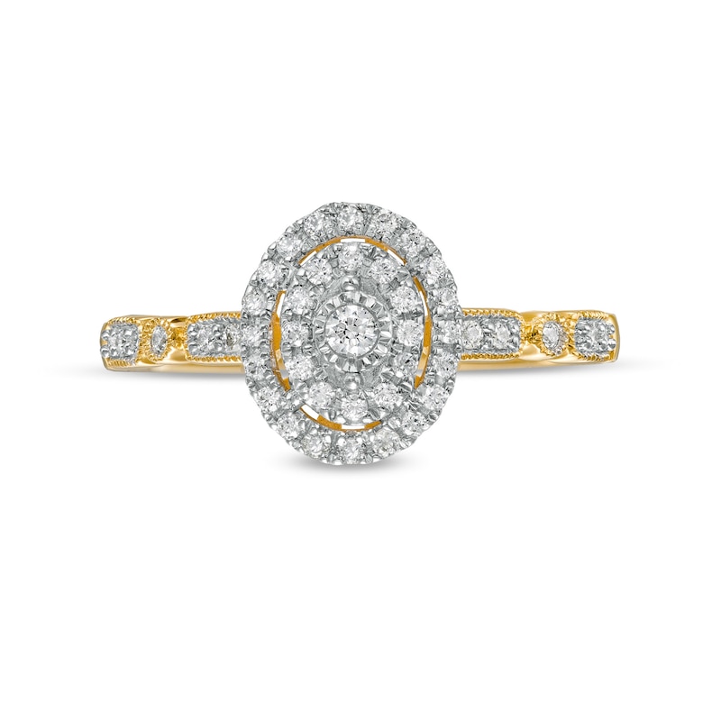 0.25 CT. T.W. Diamond Double Oval-Shaped Frame Vintage-Style Engagement Ring in 10K Gold