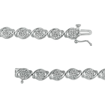 0.25 CT. T.W. Composite Diamond Marquise Link Bracelet in Sterling Silver - 7.5"