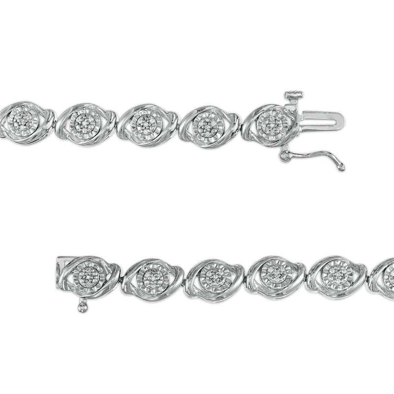 Main Image 3 of 0.25 CT. T.W. Composite Diamond Marquise Link Bracelet in Sterling Silver - 7.5"