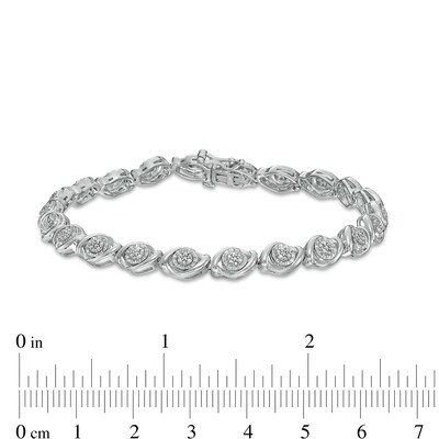 0.25 CT. T.W. Composite Diamond Marquise Link Bracelet in Sterling Silver - 7.5"