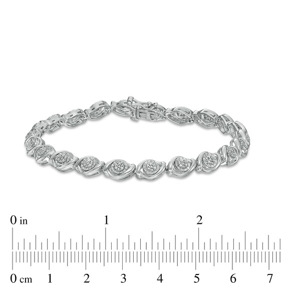 0.25 CT. T.W. Composite Diamond Marquise Link Bracelet in Sterling Silver - 7.5"