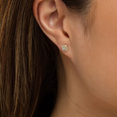 0.16 CT. T.W. Quad Diamond Cushion-Shaped Frame Stud Earrings in 10K Gold