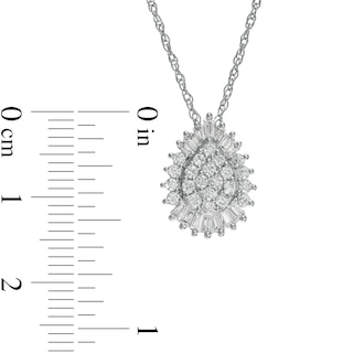 0.50 CT. T.W. Composite Pear-Shaped Diamond Double Frame Sunburst Pendant in 10K White Gold