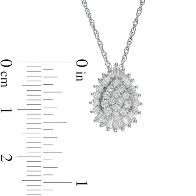0.50 CT. T.W. Composite Pear-Shaped Diamond Double Frame Sunburst Pendant in 10K White Gold