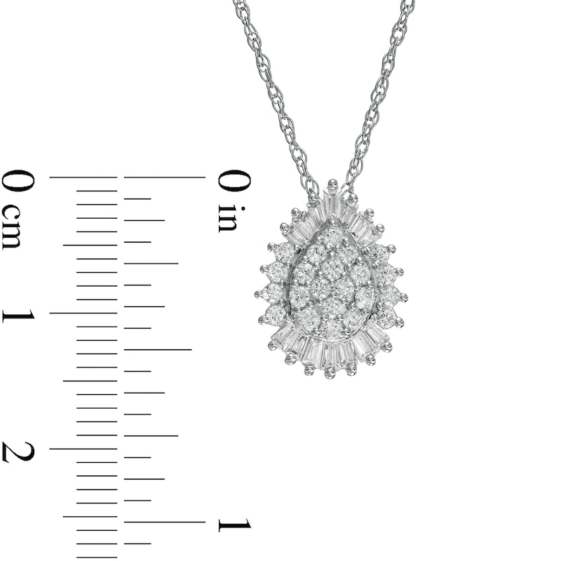 0.50 CT. T.W. Composite Pear-Shaped Diamond Double Frame Sunburst Pendant in 10K White Gold