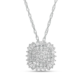 0.50 CT. T.W. Composite Cushion-Shaped Diamond Frame Pendant in 10K White Gold