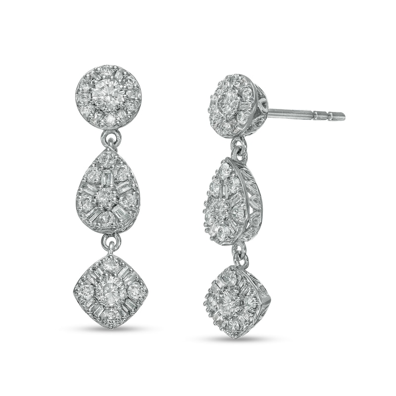 1.00 CT. T.W. Composite Multi-Shape Diamond Drop Earrings in Sterling Silver