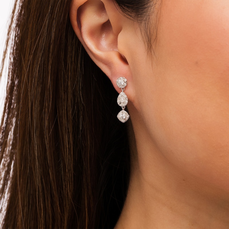 Main Image 2 of 1.00 CT. T.W. Composite Multi-Shape Diamond Drop Earrings in Sterling Silver