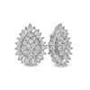 Thumbnail Image 1 of 1.00 CT. T.W. Composite Pear-Shaped Diamond Double Frame Sunburst Stud Earrings in 10K White Gold