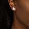 Thumbnail Image 2 of 1.00 CT. T.W. Composite Pear-Shaped Diamond Double Frame Sunburst Stud Earrings in 10K White Gold