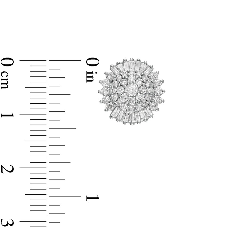 Main Image 3 of 1.00 CT. T.W. Composite Diamond Frame Stud Earrings in 10K White Gold