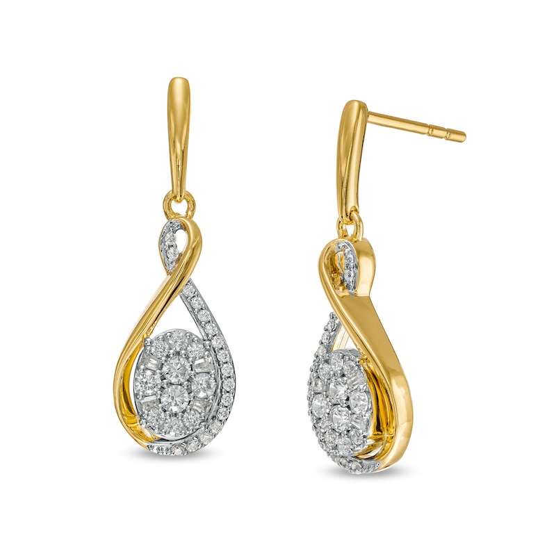 Main Image 1 of 0.50 CT. T.W. Composite Oval Diamond Loop Drop Earrings in 10K Gold