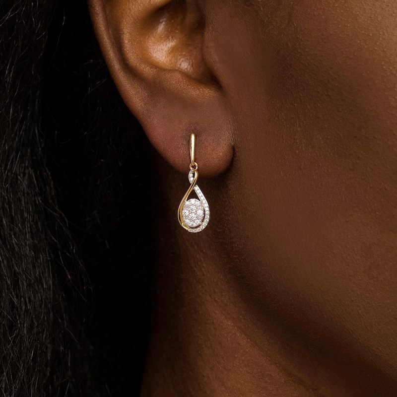 Main Image 2 of 0.50 CT. T.W. Composite Oval Diamond Loop Drop Earrings in 10K Gold