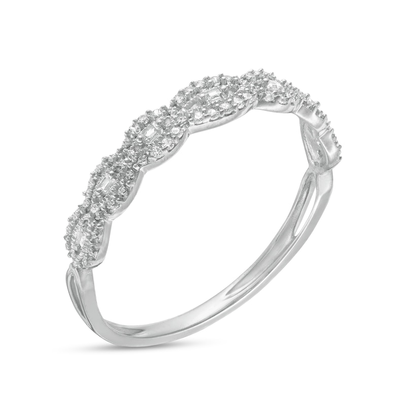 Main Image 3 of 0.065 CT. T.W. Baguette and Round Diamond Vintage-Style Anniversary Band in 10K White Gold