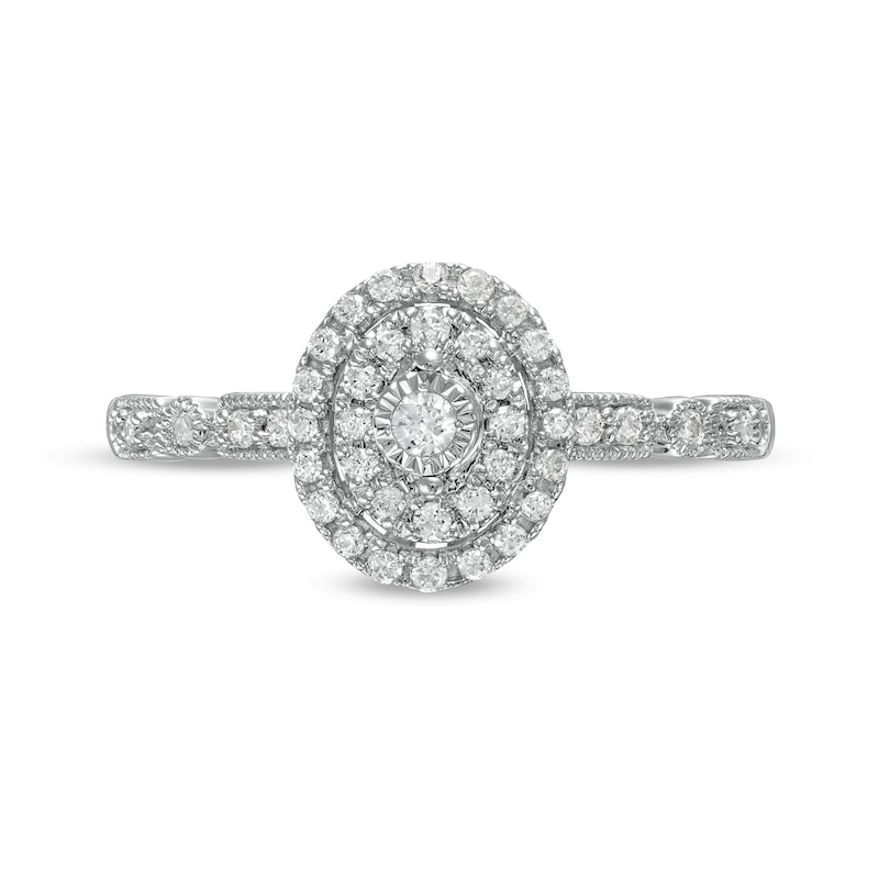 0.25 CT. T.W. Diamond Double Oval-Shaped Frame Vintage-Style Engagement Ring in 10K White Gold