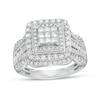 Thumbnail Image 1 of 1.00 CT. T.W. Composite Diamond Double Cushion-Shaped Frame Vintage-Style Engagement Ring in 10K White Gold