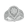 Thumbnail Image 0 of 1.00 CT. T.W. Composite Pear-Shaped Diamond Frame Vintage-Style Multi-Row Engagement Ring in 10K White Gold