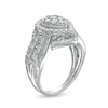 Thumbnail Image 2 of 1.00 CT. T.W. Composite Pear-Shaped Diamond Frame Vintage-Style Multi-Row Engagement Ring in 10K White Gold