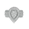 Thumbnail Image 3 of 1.00 CT. T.W. Composite Pear-Shaped Diamond Frame Vintage-Style Multi-Row Engagement Ring in 10K White Gold