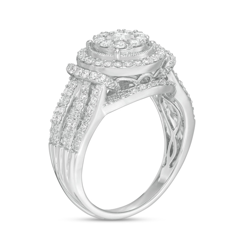 1.00 CT. T.W. Diamond Double Frame Vintage-Style Collar Engagement Ring in 10K White Gold
