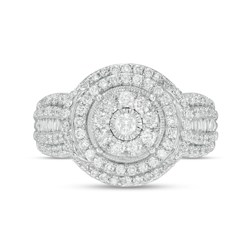 1.00 CT. T.W. Diamond Double Frame Vintage-Style Collar Engagement Ring in 10K White Gold