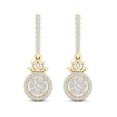 By Women for Women 0.33 CT. T.W. Composite Diamond Frame Lotus Flower Drop Earrings in 10K Gold