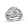 Thumbnail Image 0 of 1.23 CT. T.W. Diamond Double Tilted Frame Scallop Edge Three Piece Bridal Set in 10K White Gold