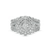 Thumbnail Image 3 of 1.23 CT. T.W. Diamond Double Tilted Frame Scallop Edge Three Piece Bridal Set in 10K White Gold