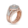 Thumbnail Image 2 of 1.23 CT. T.W. Diamond Double Tilted Frame Scallop Edge Three Piece Bridal Set in 10K Rose Gold