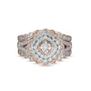 Thumbnail Image 3 of 1.23 CT. T.W. Diamond Double Tilted Frame Scallop Edge Three Piece Bridal Set in 10K Rose Gold