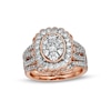 Thumbnail Image 0 of 1.58 CT. T.W. Composite Diamond Frame Scallop Edge Three Piece Bridal Set in 10K Rose Gold
