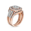 Thumbnail Image 2 of 1.58 CT. T.W. Composite Diamond Frame Scallop Edge Three Piece Bridal Set in 10K Rose Gold
